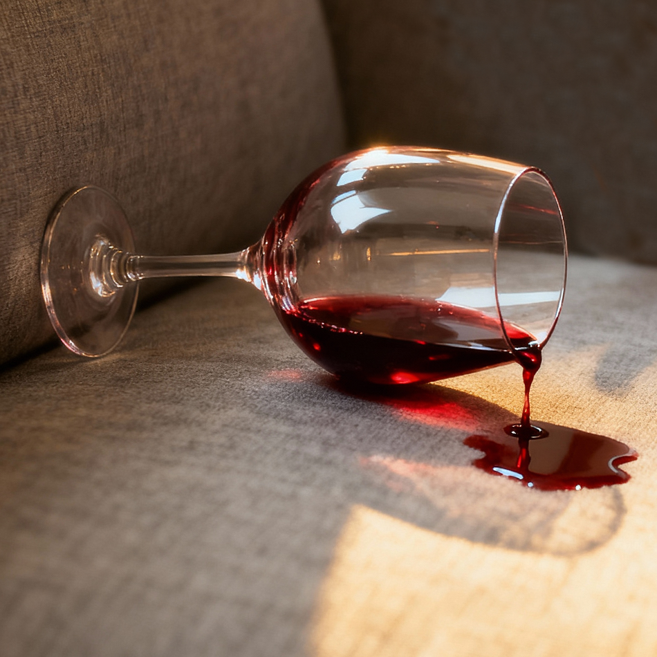 Rotwein Fleck auf Sofa
